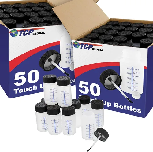 Miniatura 7 de TCP Global Botellas de retoque de pintura de 2 onzas con tapas de seguridad (caja de 400), bola mezcladora y cepillo aplicador, capacidad de líquido