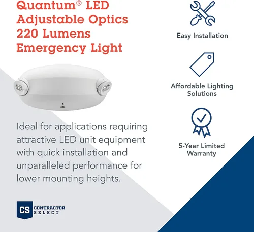 Miniatura 2 de Lithonia Lighting Quantum - Luz de emergencia, luces de emergencia LED comerciales contemporáneas con 2 cabezales de lámpara orientables, montaje