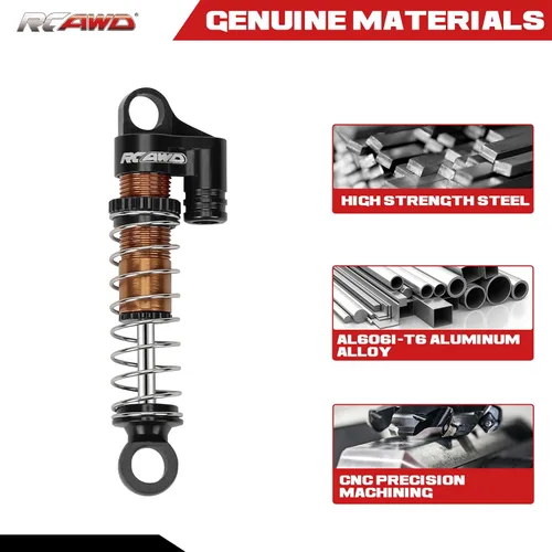 Miniatura 5 de RCAWD Actualizaciones para FMS FCX24 1/24 y 1/18 Crawlers Partes de Amortiguador de Choque, Amortiguadores de Choque Delanteros Traseros RC de Negro