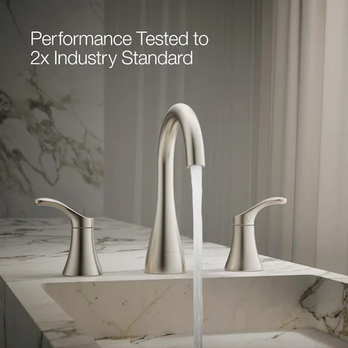 Miniatura 5 de KOHLER K-27390-4K-BN Simplice® - Grifo de lavabo de baño con dos manijas de palanca y drenaje clicker, 1.0 GPM, níquel cepillado vibrante Vibrant