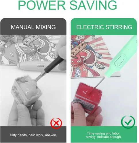 Miniatura 9 de ULTNICE Mezclador eléctrico portátil de pigmentos, agitador de gouache, mezclador eléctrico de pintura para creación artística, pintura artesanal