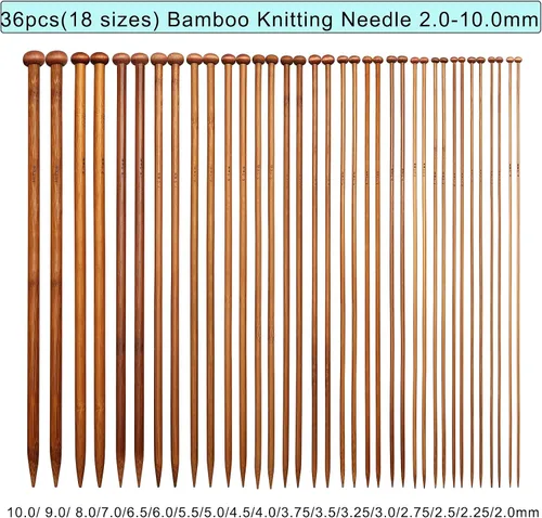 Miniatura 3 de LOOEN Kit de 36 agujas de tejer de bambú de una sola punta de 0.079 in-0.394 in + herramientas de tejer kits de tejer (gris)