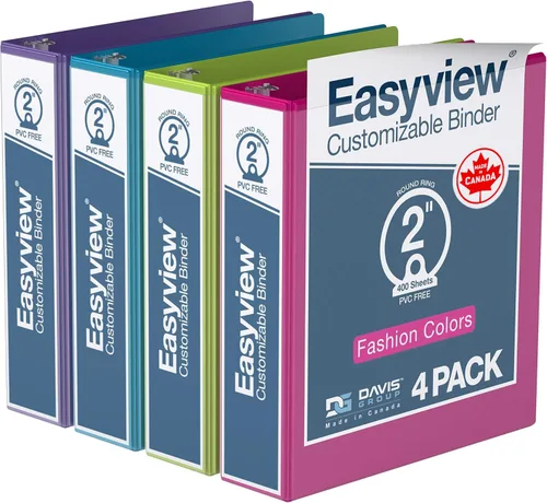 Miniatura 46 de Easyview - Carpetas prémium de 3 anillas con cubiertas transparentes y anillos redondos, carpetas para la escuela u oficina, 1 pulgada, paquete