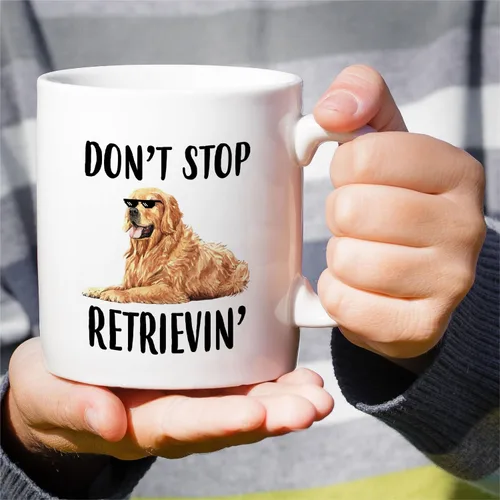 Miniatura 4 de Retreez - Taza divertida con texto en inglés "Funny Cute Golden Retriever Don't Stop Retrievin' Dog Lover", 325 ml, tazas de café de cerámica