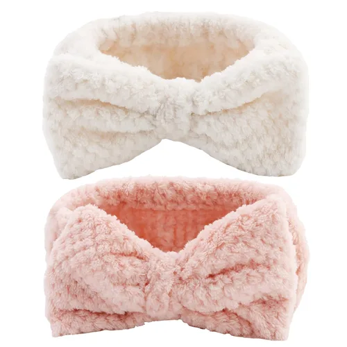 Miniatura 8 de YISSION 2 diademas de spa con lazo antideslizante para lavado de cara, maquillaje, cuidado de la piel, diadema facial, banda elástica de microfibra