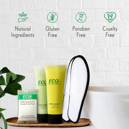 Miniatura 4 de ECO amenities Juego de 140 piezas de artículos de tocador de hotel a granel – Champú y acondicionador de viaje aprobado por la TSA – 0.49 oz