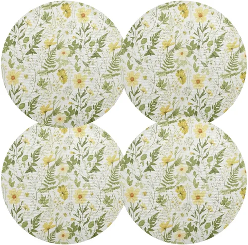 Miniatura 2 de Yellow White Wildflowers Place Mat, Washable Heat Place Mat for Kitchen one sizex1
