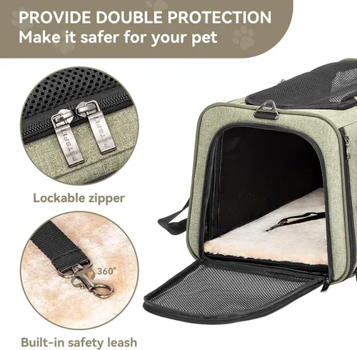 Miniatura 6 de Petsfit Transportador Expandible para Conejos Transportador para Gatos Pequeños Aprobado por Aerolíneas, 16X10X9 Pulgadas Bolsa de Viaje Portátil