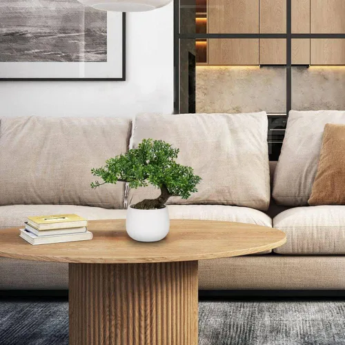 Miniatura 2 de DILATATA Árbol bonsái artificial de enebro zen, planta bonsái de 9 pulgadas de alto, árboles bonsái artificiales con maceta de cerámica blanca