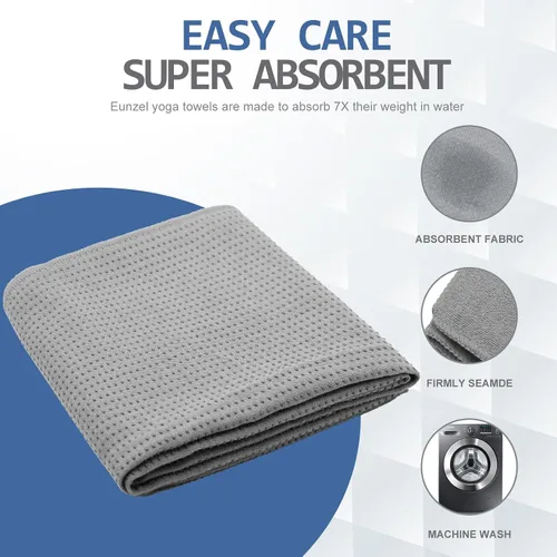 Miniatura 5 de Eunzel Toalla de yoga, toalla para esterilla de yoga caliente con puntos de agarre, absorbente de sudor, antideslizante, para yoga caliente, pilates