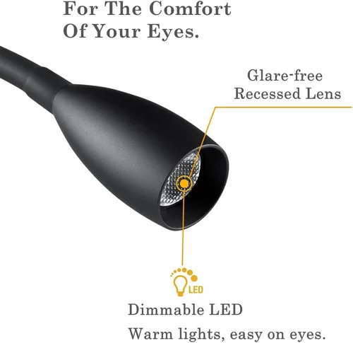 Miniatura 4 de Luz de lectura regulable de 12 V, lámpara de lectura para lancha de casa rodante, foco LED de cuello de cisne para cámper, camioneta, remolque