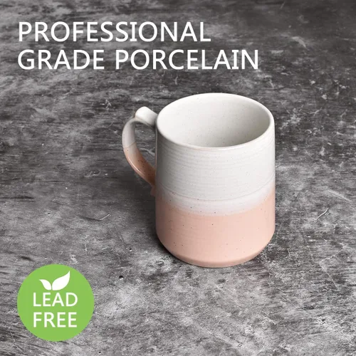 Miniatura 3 de Bosmarlin Taza de café grande de cerámica, taza de té grande para la oficina y el hogar, apta para lavavajillas y microondas, 1 unidad (rosa, 1)