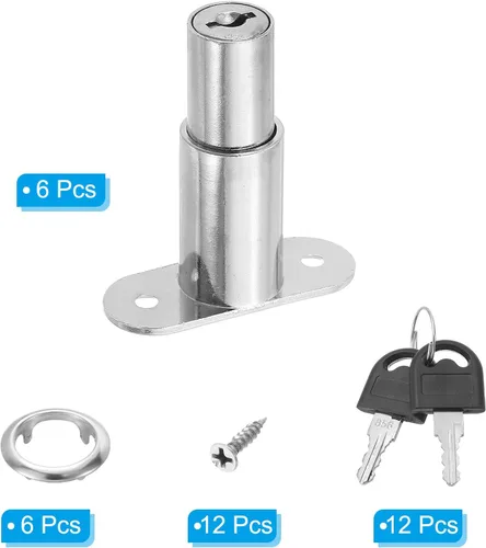 Miniatura 3 de PATIKIL Cerradura de émbolo de empuje, paquete de 6 unidades de 1.260 in (1-1/4 pulgadas) de longitud del cilindro de 3/4 pulgadas de diámetro