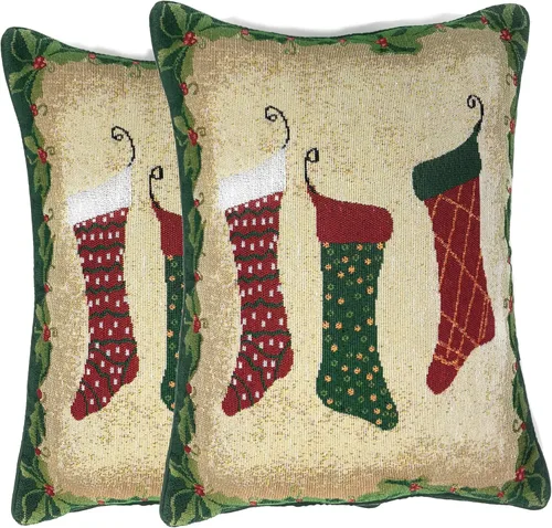 Miniatura 12 de Tache 6250-CC - Funda de cojín tejida para cojín festivo con diseño floral de Navidad, diseño floral, color rojo, 1 pieza de 16 x 16 pulgadas