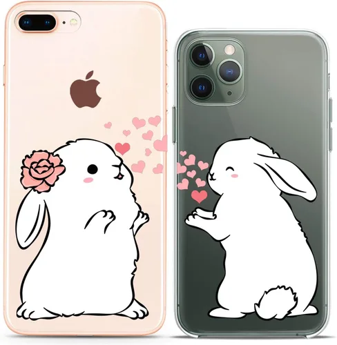 Miniatura 18 de Fundas a juego para parejas compatibles con iPhone 16 15 14 13 12 11 Pro Max Mini Xs X 6s 8 Plus 7+ Xr 10 SE 5 pares de amigos, hojas lindas, gato
