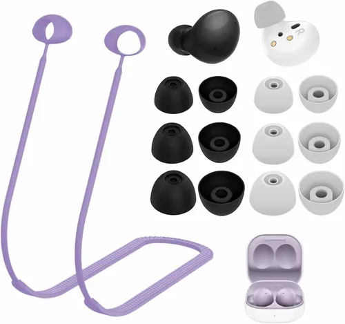 Kit de puntas de oreja para Galaxy Buds 2 SM-R177, cordón de silicona suave antipérdida, correa de cordón para el cuello, auriculares de gel, Lavanda