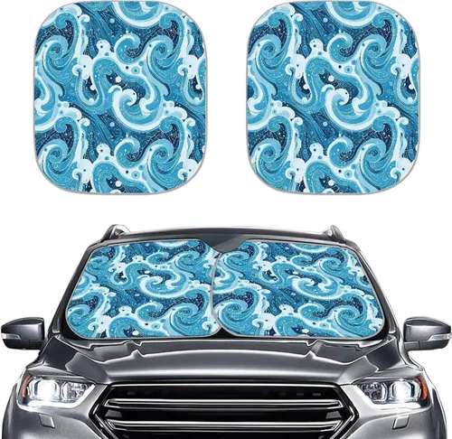 Miniatura 9 de Parasol para parabrisas de automóvil con estampado de playa tropical, protección universal para proteger el interior del automóvil, bloquea