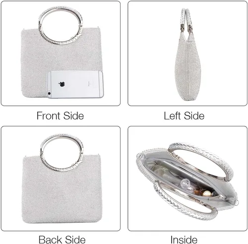 Miniatura 2 de KISSCHIC Bolsos de embrague para mujer bolso de cristal Rhinestone noche embrague bolsas para fiesta boda