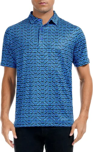 Miniatura 80 de DEOLAX Camisa de golf para hombre, con estampado de moda, atlética, de manga corta, clásica, casual, ajuste seco, suave, para hombres