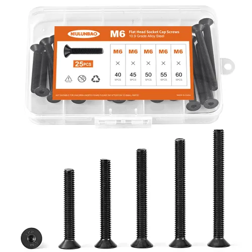 Miniatura 26 de Tornillos avellanados de cabeza plana M6 x 0.787 in, 0.984 in, 1.181 in, 1.378 in, 1.575 in, tornillos avellanados, acero de aleación de grado 10.9