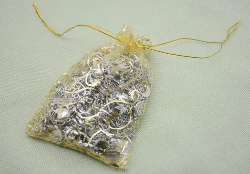 Miniatura 8 de Yansanido Bolsas de regalo de boda, 100 bolsas de organza dorada de tamaño pequeño de 2.8 x 3.6 pulgadas para bolsas de recuerdos de fiesta, bolsas