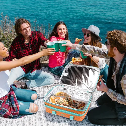 Miniatura 7 de MIER - Porta ollas doble aislada térmica para comidas, bolsa de almuerzo para fiestas de comida, pícnic, playa, se adapta a cacerola de 9 x 13