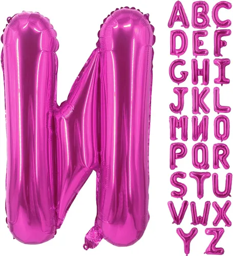 Lovoir Globos grandes de 40 pulgadas de color rosa intenso de la letra N de gran tamaño, globo de helio de aluminio de Mylar para decoración de