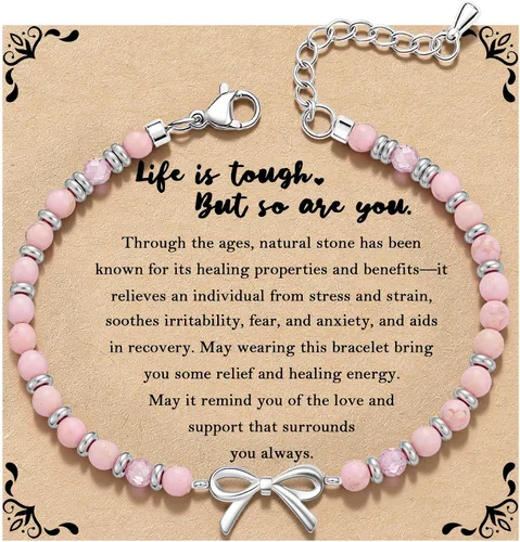 Miniatura 17 de Pulsera de onda/lazo/cruz para mujer, coloridas pulseras de cuentas de piedra natural, regalo único de amistad para mejor amiga, hermana, mejor