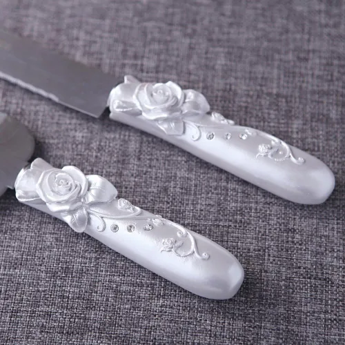 Miniatura 5 de Accesorios de boda - Juego de cuchillos y servidores personalizados, rosa en flor