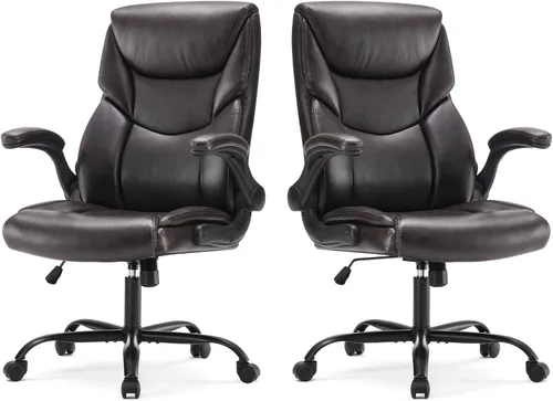 Miniatura 9 de Sweetcrispy Silla ergonómica para juegos de computadora, respaldo alto, sillas de oficina con ruedas, brazos abatibles, altura ajustable, piel