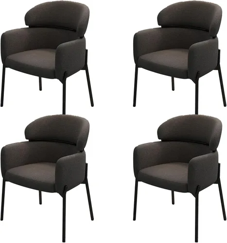 Miniatura 14 de Sillas de cocina de comedor con lino de algodón, juego de sillas de comedor con cojines, silla de sala de estar con almohadilla antideslizante