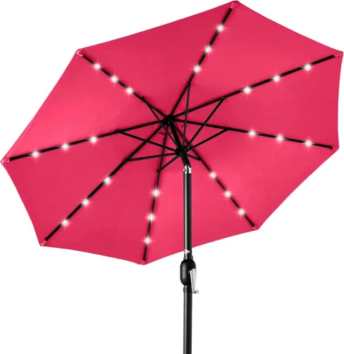 Miniatura 15 de Best Choice Products Solar Polyester LED Lighted Patio Umbrella w/Tilt Adjustment and UV-Resistant Fabric Gris niebla