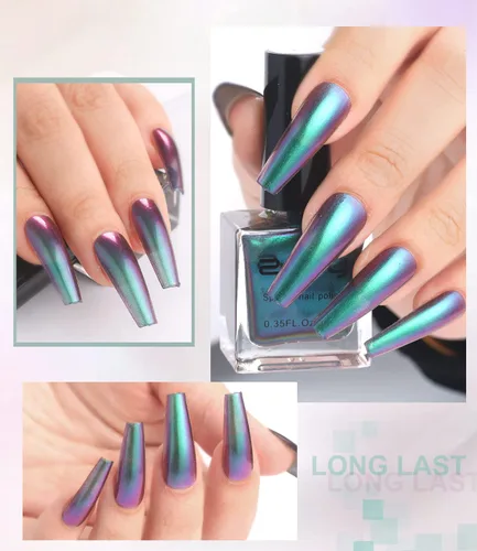 Miniatura 6 de Major Dijit Chameleon - Esmalte de uñas holográfico con purpurina de secado rápido, esmalte de uñas cromado iridiscente brillante (02)