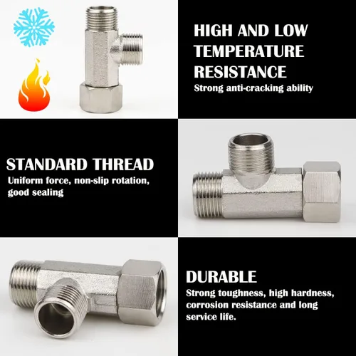 Miniatura 5 de FERCAISH Adaptador de latón 9/16 T, válvula de conector en T de 3 vías para divisor de plomería, grifo rociador de bidé de mano, válvula desviadora