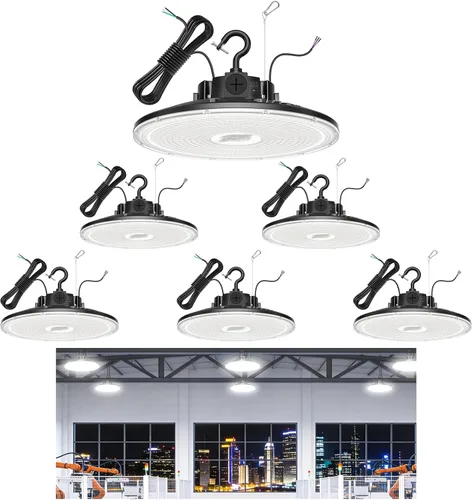 Miniatura 10 de BBESTLED Luz LED UFO de 480 V de alta bahía – 150 W/100 W/80 W de potencia ajustable, 22500 lm 5000 K ultra brillante, 0-10 V regulable, iluminación
