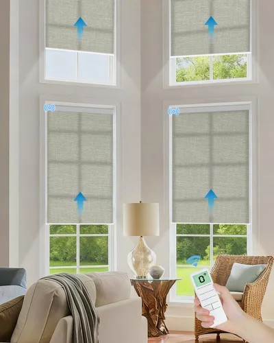 Miniatura 16 de Tokblind Persianas enrollables motorizadas de filtrado de luz con control remoto, persianas inteligentes para ventanas compatibles con Alexa Google
