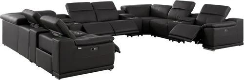 Miniatura 24 de BlackJack Furniture Venice - Juego de sofá reclinable seccional de cuero italiano de grano superior de 12 piezas con 4 reclinables eléctricos