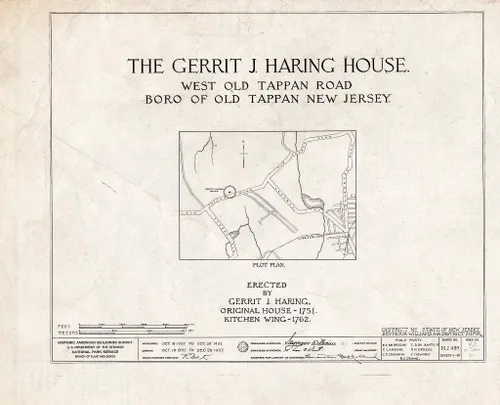 Historic Pictoric : Blueprint HABS NJ,2-TAPO,2- (Sheet 0 of 19) - Gerrit J. Haring House, West Old Tappan Road, Old Tappan, Bergen County, NJ 20in x