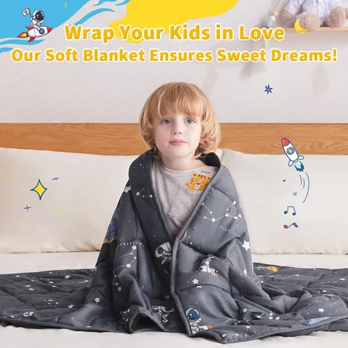 Miniatura 3 de anfie - Manta con peso para niños (40 x 60 pulgadas, 7 lb), manta refrescante para dormir, tamaño de manta ligera, transpirable, con cuentas de Gris