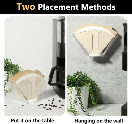 Miniatura 5 de Kamehame Soporte para filtro de café, estante dispensador de filtro de café de montaje en pared, contenedor de almacenamiento de acrílico
