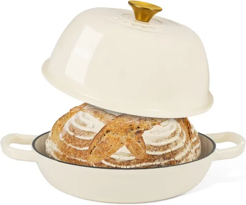 Miniatura 13 de Olla de horno holandés de hierro fundido esmaltado – Olla de horno holandés para hornear pan de masa madre – Olla de pan de hierro fundido – Naranja