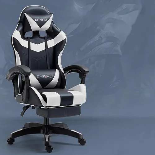 Miniatura 17 de KEUVEN Silla para videojuegos, silla de computadora con reposapiés y soporte lumbar, silla de juego ajustable en altura con asiento giratorio