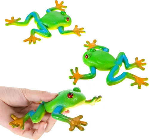 3 piezas de juguetes de rana de goma para niños, figuras realistas de rana verde, modelos de animales de anfibios de la selva tropical, juguetes