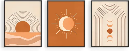 Miniatura 73 de HAUS AND HUES Arte de pared moderno de mediados de siglo, decoración bohemia para pared, juego de 3 impresiones artísticas de sol, decoración