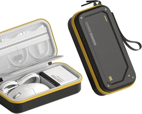 Hagibis Organizador electrónico de viaje Bolsa de viaje EVA Hardshell PU bolsa de transporte portátil para mouse, cargador, cables, banco de Negro