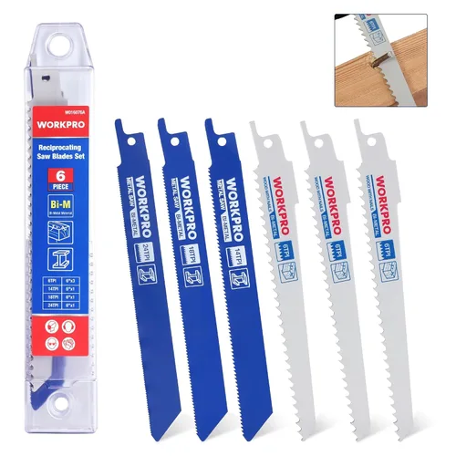Miniatura 9 de WORKPRO - Juego de 10 hojas para sierra alternante, hojas BIM para corte de metal/madera clavada, estuche organizador incluido