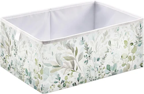 Miniatura 2 de Kigai Cubos de almacenamiento de hojas verdes – 11 x 11 x 11 pulgadas, cubos plegables grandes, cesta organizadora de almacenamiento para oficina