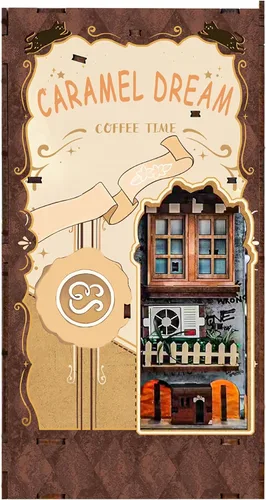Miniatura 5 de Kit de rincón de lectura - Kit de casa de muñecas DIY en miniatura de madera con cubierta de polvo, estantería decorativa, rompecabezas 3D