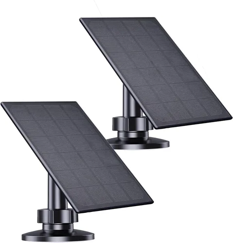 Zivif Panel solar para cámara de seguridad, cargador solar de 2 W con puerto micro USB y USB-C para cámara de batería recargable, con soporte de