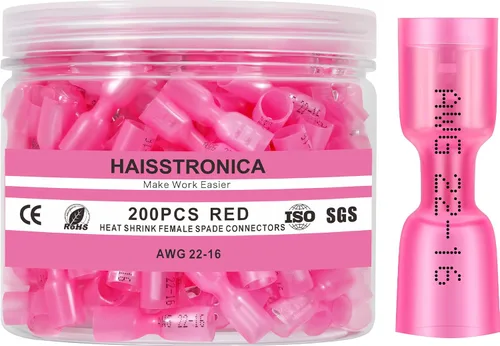 Miniatura 7 de haisstronica 150 piezas de conectores de pala hembra termorretráctiles amarillos, kit de terminales termorretráctiles hembra de pala calibre AWG